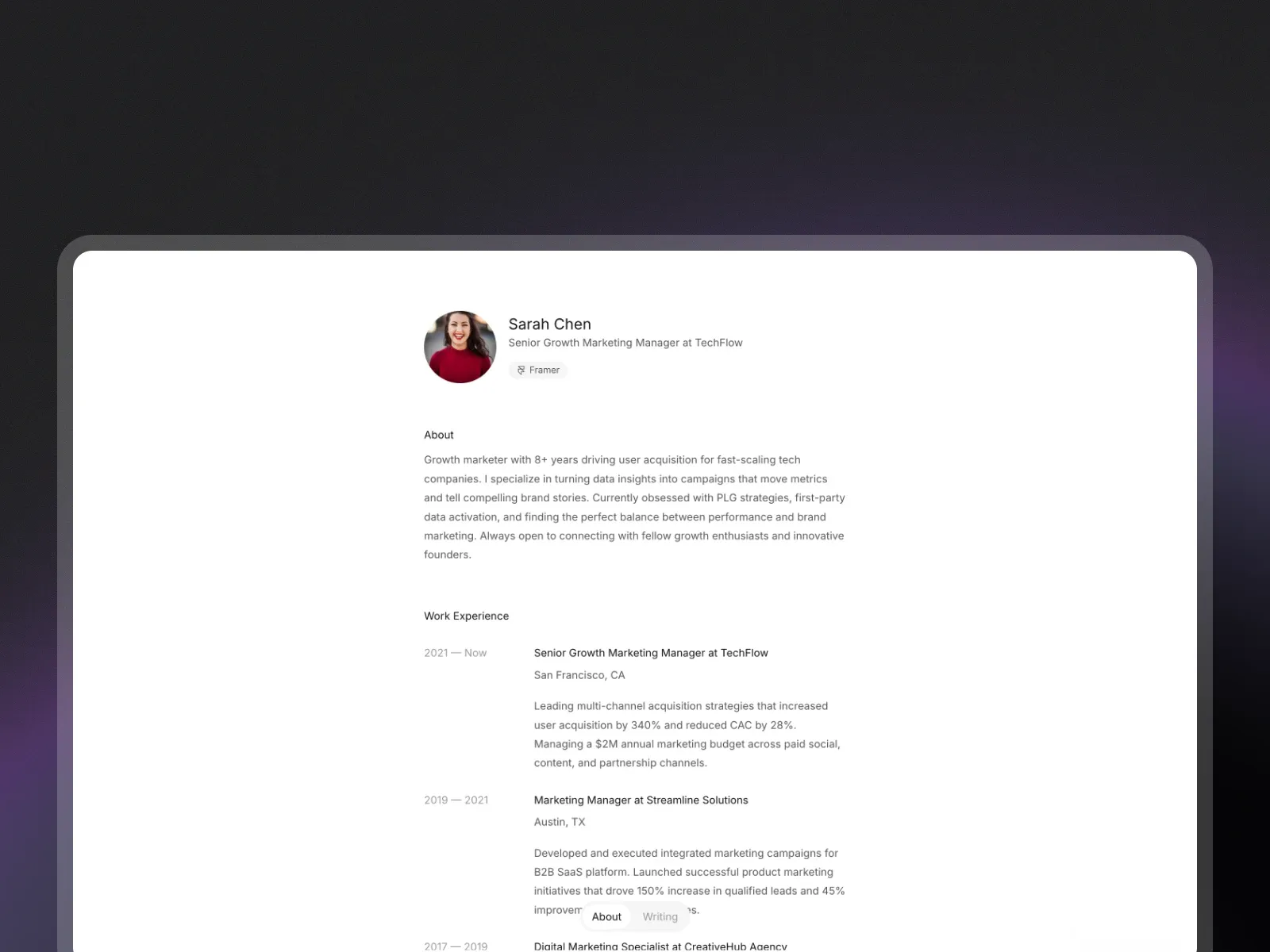 Light version of the read.cv portfolio template